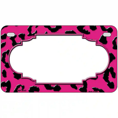 Pink Black Cheetah Scallop Metal Novelty License Plate 7" x 4" (MP)