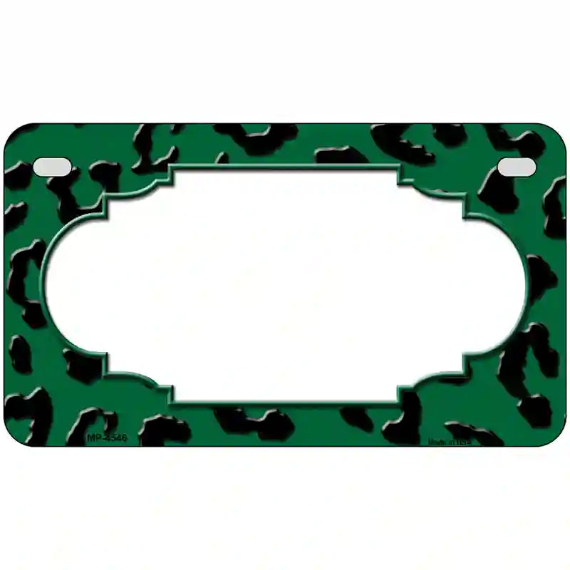 Green Black Cheetah Scallop Metal Novelty License Plate 7" x 4" (MP)