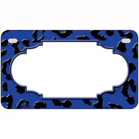 Blue Black Cheetah Scallop Metal Novelty License Plate 7" x 4" (MP)