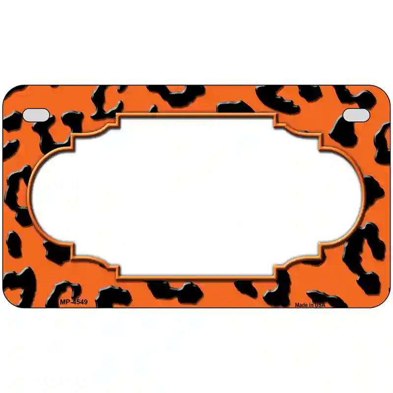 Orange Black Cheetah Scallop Metal Novelty License Plate 7" x 4" (MP)