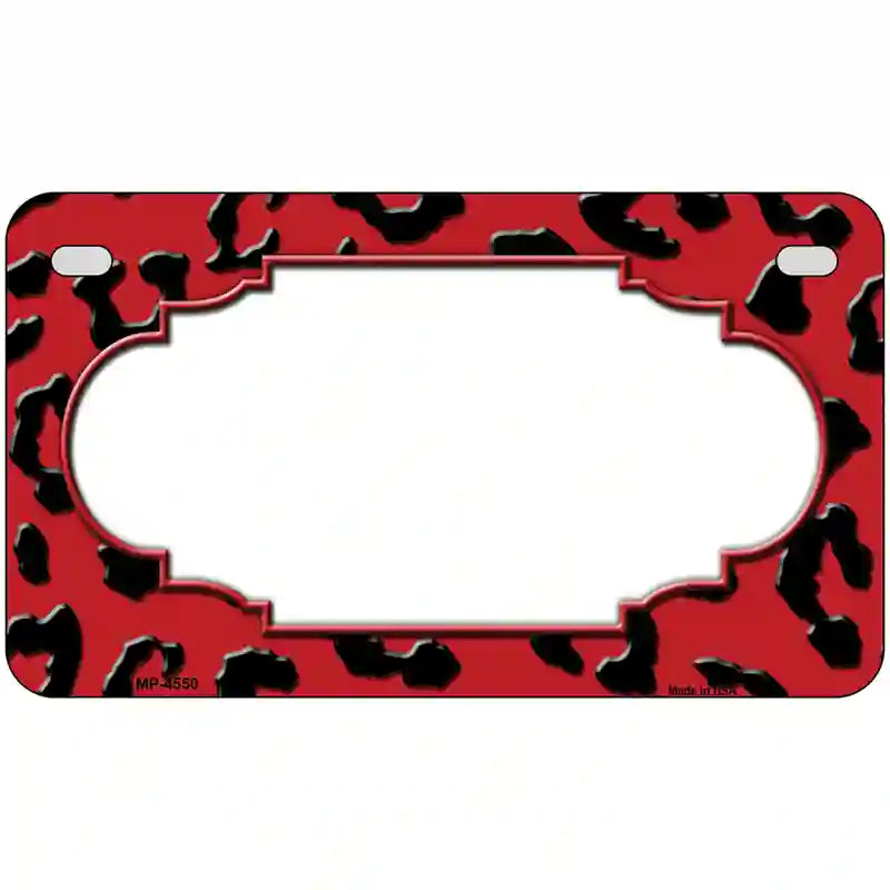 Red Black Cheetah Scallop Metal Novelty License Plate 7" x 4" (MP)