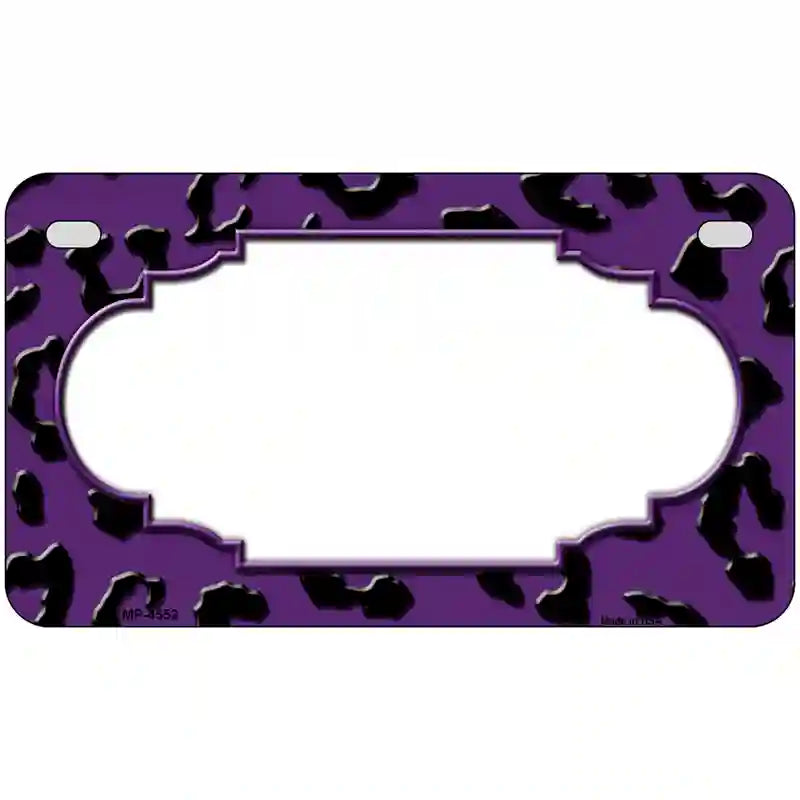 Purple Black Cheetah Scallop Metal Novelty License Plate 7" x 4" (MP)