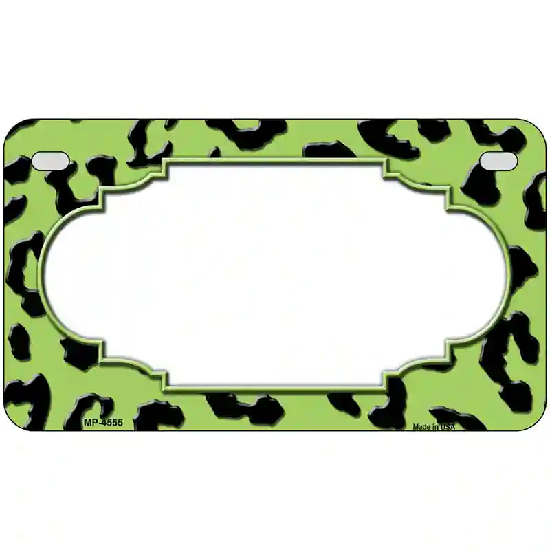 Lime Green Black Cheetah Scallop Metal Novelty License Plate 7" x 4" (MP)