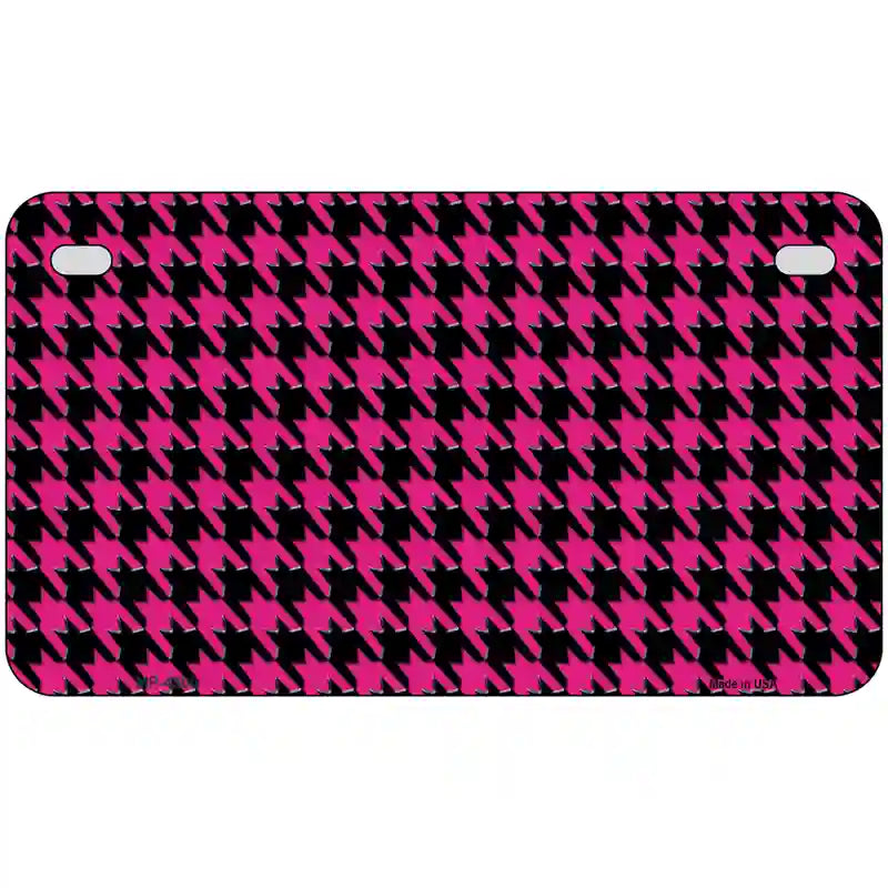 Pink Black Houndstooth Metal Novelty License Plate 7" x 4" (MP)