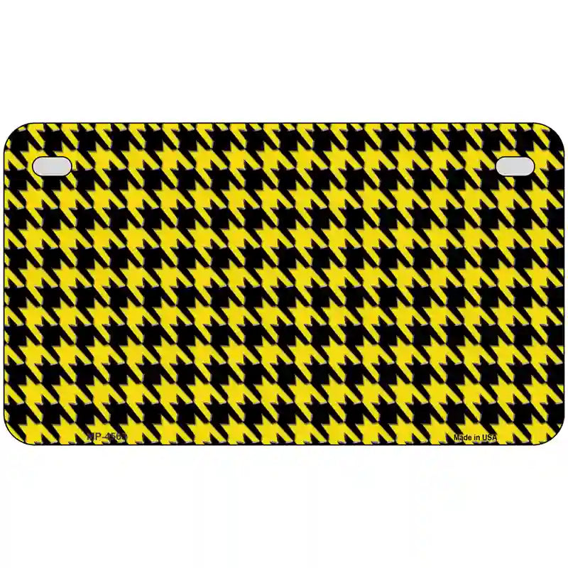 Yellow Black Houndstooth Metal Novelty License Plate 7" x 4" (MP)