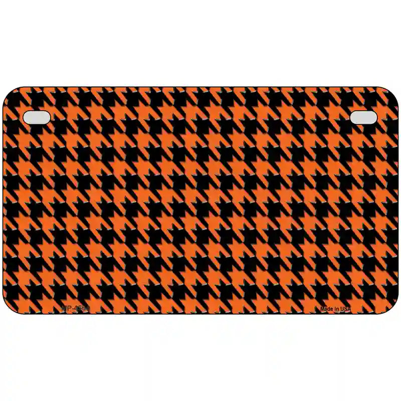 Orange Black Houndstooth Metal Novelty License Plate 7" x 4" (MP)