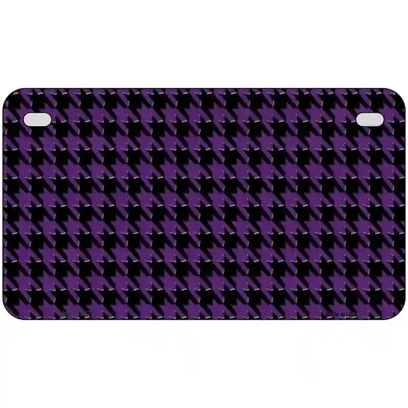 Purple Black Houndstooth Metal Novelty License Plate 7" x 4" (MP)