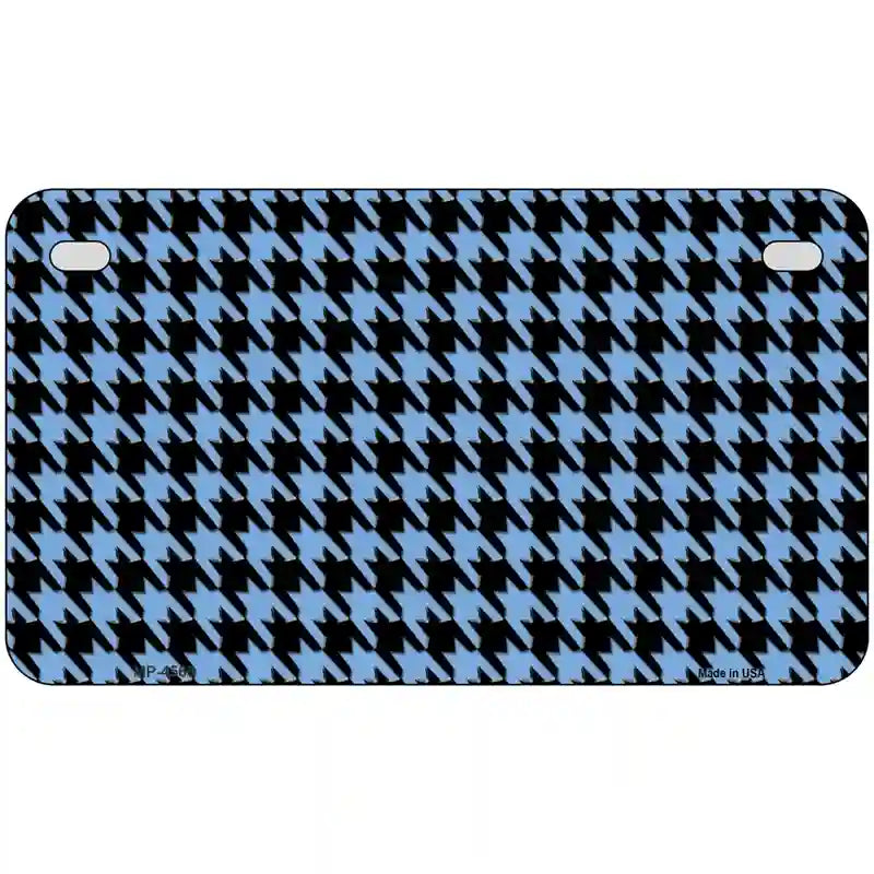 Light Blue Black Houndstooth Metal Novelty License Plate 7" x 4" (MP)