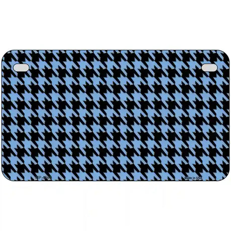 Light Blue Black Houndstooth Metal Novelty License Plate 7" x 4" (MP)