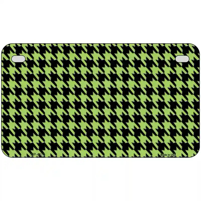 Lime Green Black Houndstooth Metal Novelty License Plate 7" x 4" (MP)