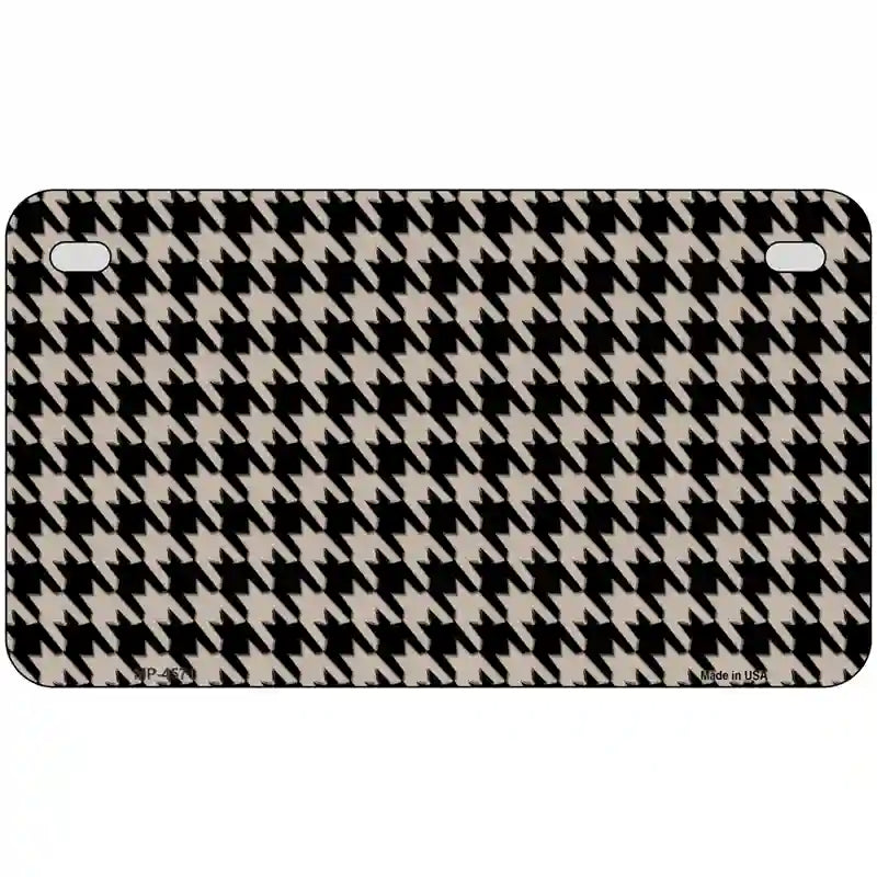 Tan Black Houndstooth Metal Novelty License Plate 7" x 4" (MP)