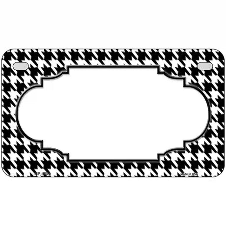 White Black Houndstooth Scallop Center Metal Novelty License Plate 7" x 4" (MP)