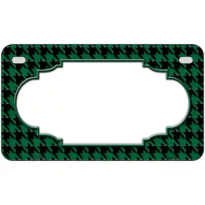 Green Black Houndstooth Scallop Center Metal Novelty License Plate 7" x 4" (MP)