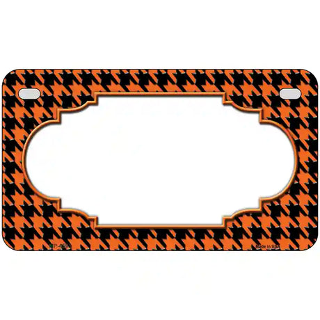 Orange Black Houndstooth Scallop Center Metal Novelty License Plate 7" x 4" (MP)