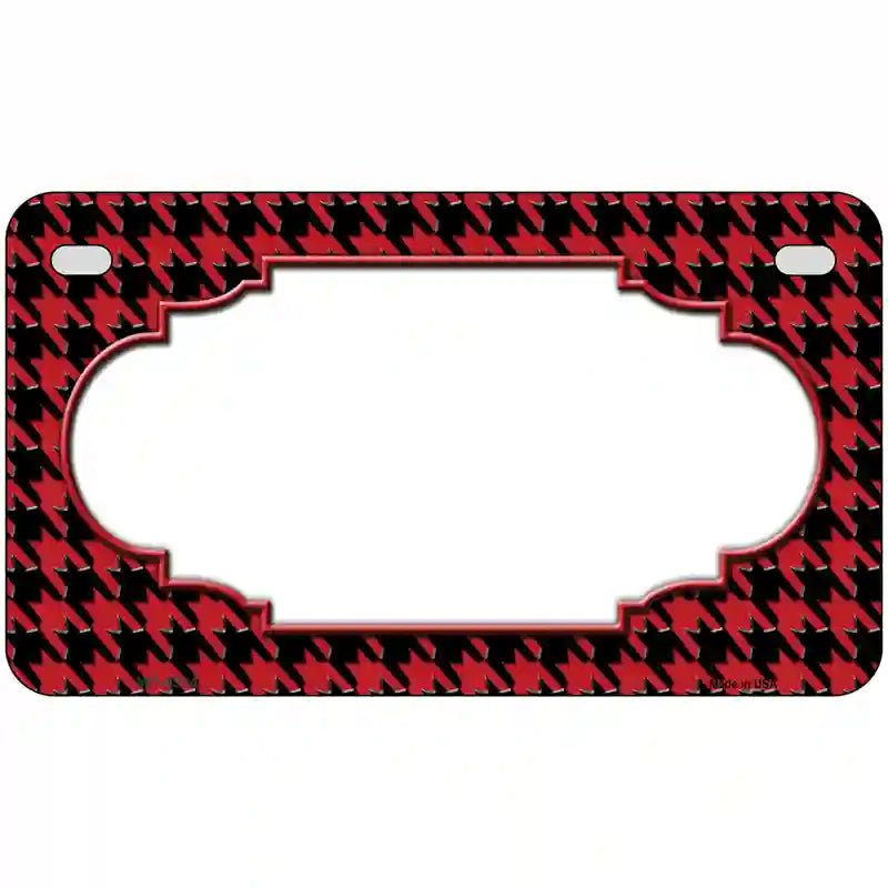 Red Black Houndstooth Scallop Center Metal Novelty License Plate 7" x 4" (MP)