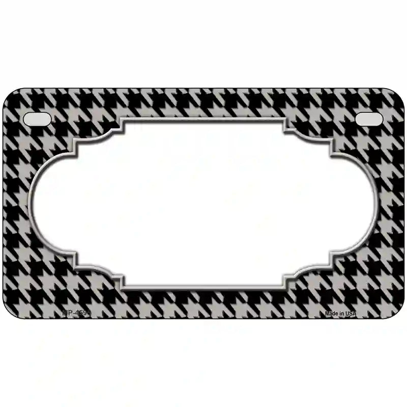 Grey Black Houndstooth Scallop Center Metal Novelty License Plate 7" x 4" (MP)