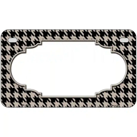 Tan Black Houndstooth Scallop Center Metal Novelty License Plate 7" x 4" (MP)