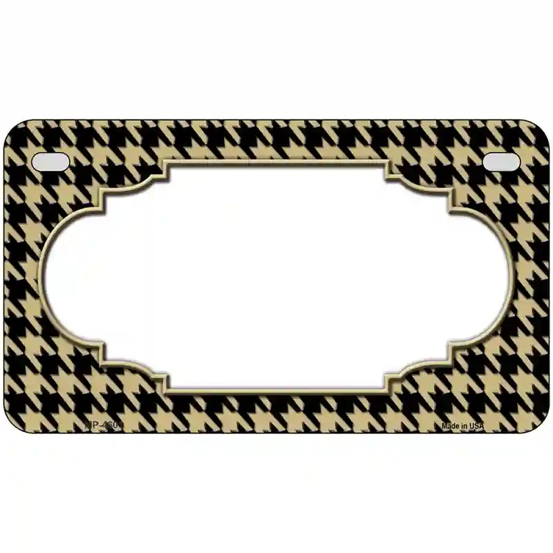 Gold Black Houndstooth Scallop Center Metal Novelty License Plate 7" x 4" (MP)