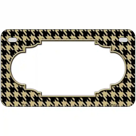 Gold Black Houndstooth Scallop Center Metal Novelty License Plate 7" x 4" (MP)