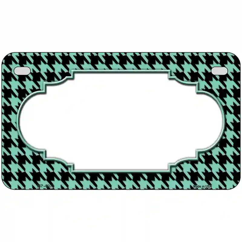 Mint Black Houndstooth Scallop Center Metal Novelty License Plate 7" x 4" (MP)