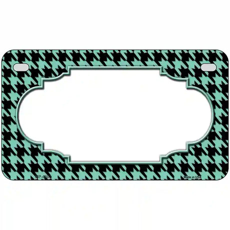 Mint Black Houndstooth Scallop Center Metal Novelty License Plate 7" x 4" (MP)