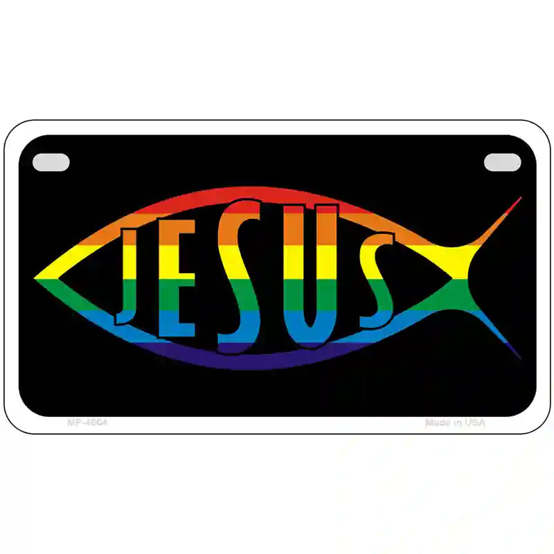 Jesus Fish Rainbow Metal Novelty License Plate 7" x 4" (MP)