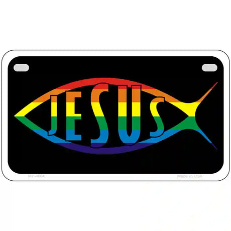 Jesus Fish Rainbow Metal Novelty License Plate 7" x 4" (MP)