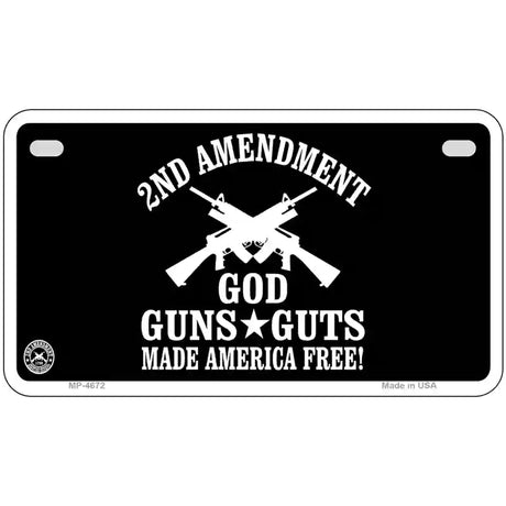 God, Guns, Guts Metal Novelty License Plate 7" x 4" (MP)