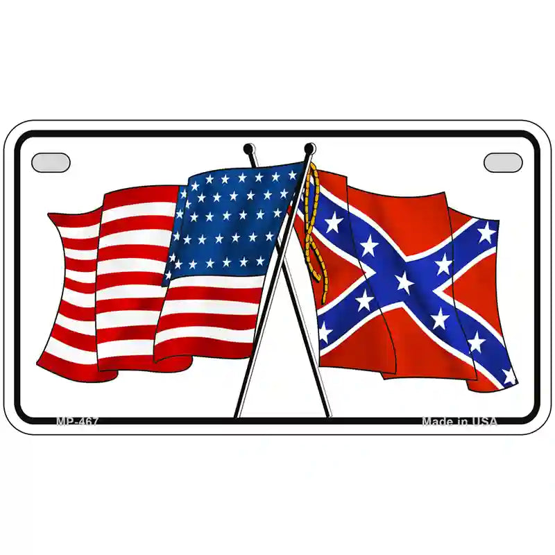 Confederate USA Crossed Flags Metal Novelty License Plate 7" x 4" (MP)