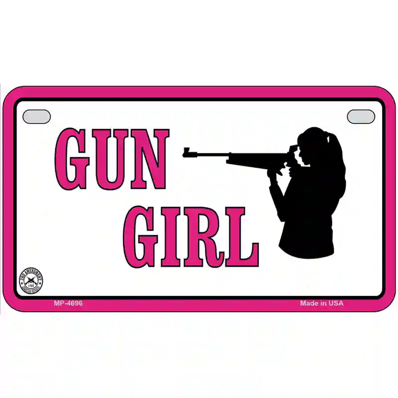 Gun Girl Metal Novelty License Plate 7" x 4" (MP)