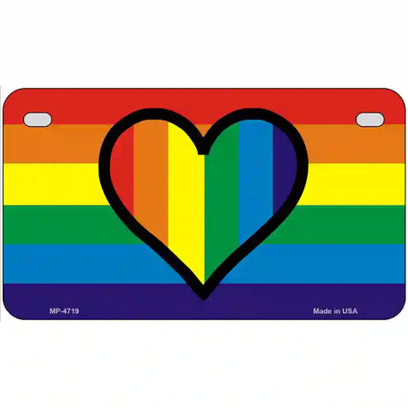 Rainbow Heart Metal Novelty License Plate 7" x 4" (MP)