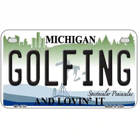 Golfing Michigan State Metal Novelty License Plate 7" x 4" (MP)