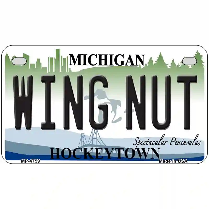 Wing Nut Michigan State Metal Novelty License Plate 7" x 4" (MP)