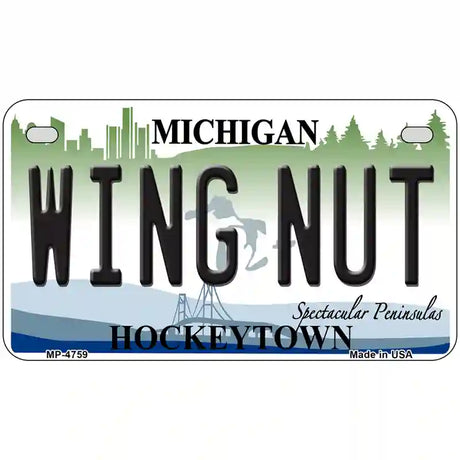 Wing Nut Michigan State Metal Novelty License Plate 7" x 4" (MP)