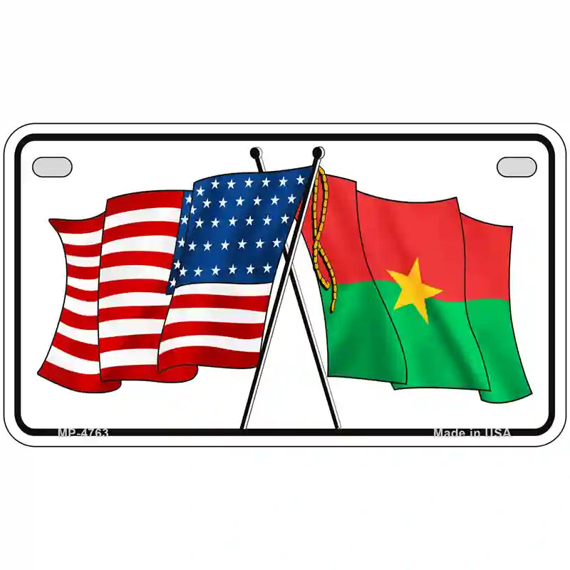 United States Burkina Faso Crossed Flags Metal Novelty License Plate Sign 7" x 4" (MP)