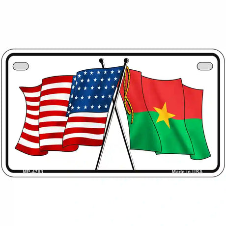 United States Burkina Faso Crossed Flags Metal Novelty License Plate Sign 7" x 4" (MP)