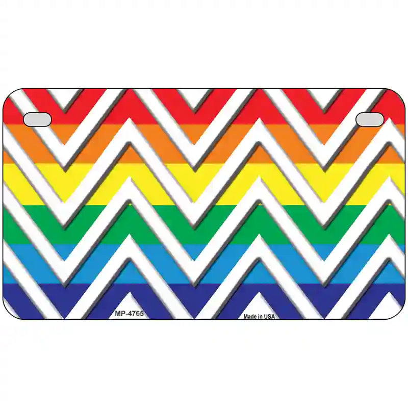 Rainbow White Chevron Metal Novelty License Plate 7" x 4" (MP)