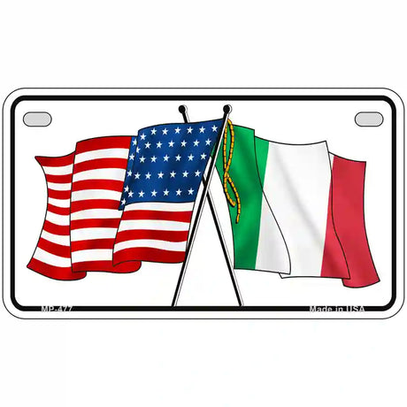 United States Italy Crossed Flags Metal Novelty License Plate 7" x 4" (MP)