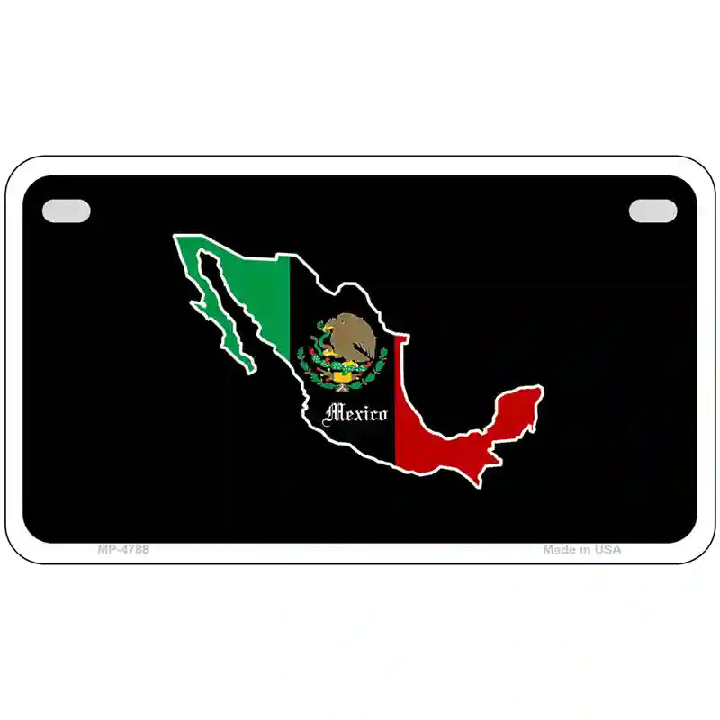 Mexico Outline with Flag Metal Novelty License Plate 7" x 4" (MP)