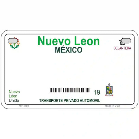 Nuevo Leon Mexico Novelty Metal License Plate 7" x 4" (MP)