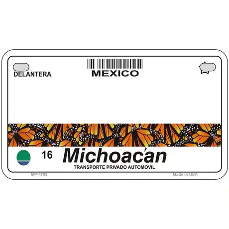 Michoacan Mexico Novelty Metal License Plate 7" x 4" (MP)