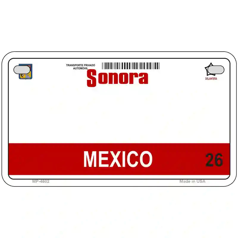 Sonora Mexico Novelty Metal License Plate 7" x 4" (MP)