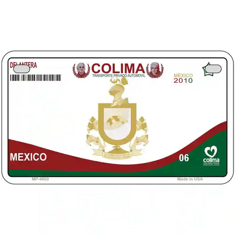 Colima Mexico Novelty Metal License Plate 7" x 4" (MP)