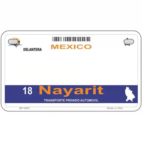 Nayarit Mexico Novelty Metal License Plate 7" x 4" (MP)