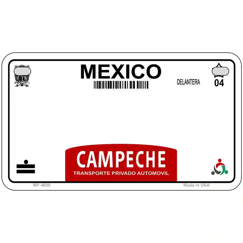 Campeche Mexico Novelty Metal License Plate 7" x 4" (MP)