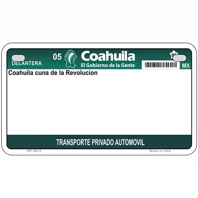 Coahuila Mexico Novelty Metal License Plate 7" x 4" (MP)