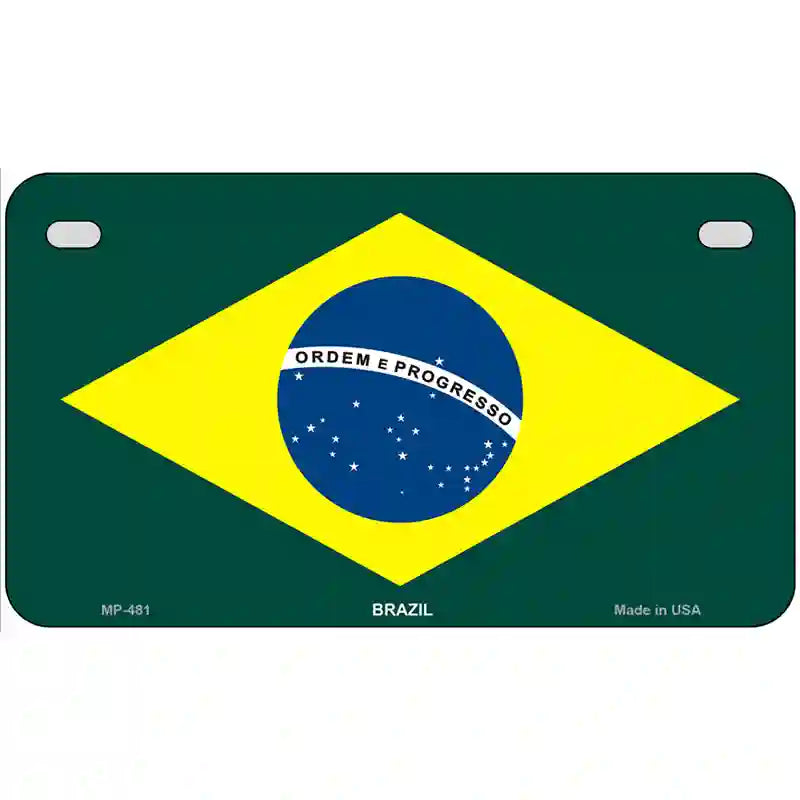 Brazil Flag Metal Novelty License Plate 7" x 4" (MP)