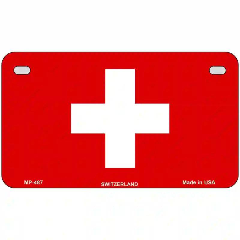 Switzerland Flag Metal Novelty License Plate 7" x 4" (MP)