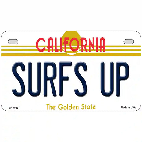 Surfs Up California Novelty Metal License Plate 7" x 4" (MP)