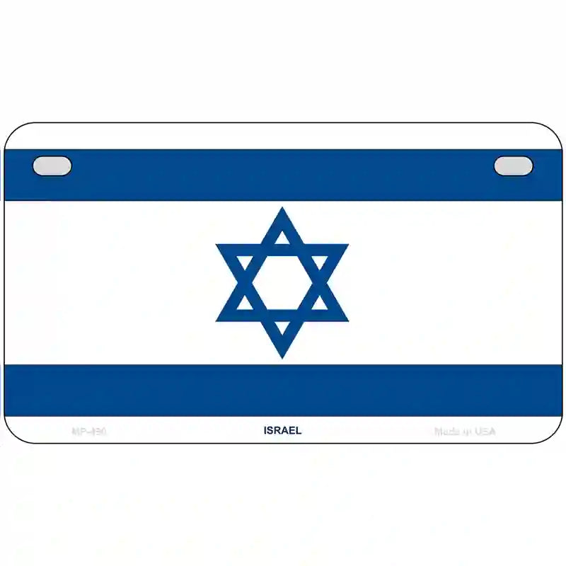 Israel Flag Metal Novelty License Plate 7" x 4" (MP)